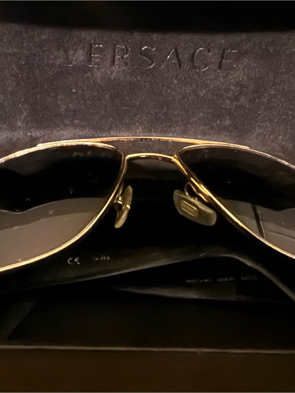 Versace Gold Frame Sunglasses with Dark Lenses